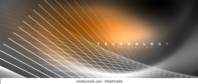 Color light with lines, outer space background, bright rays, vector template