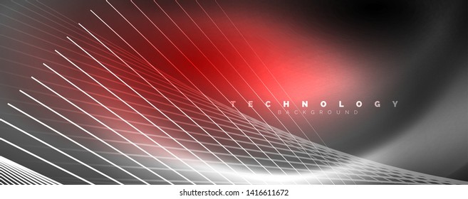 Color light with lines, outer space background, bright rays, vector template