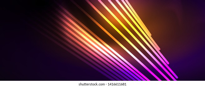 Luz de color con líneas, fondo del espacio exterior, rayos brillantes, plantilla vectorial
