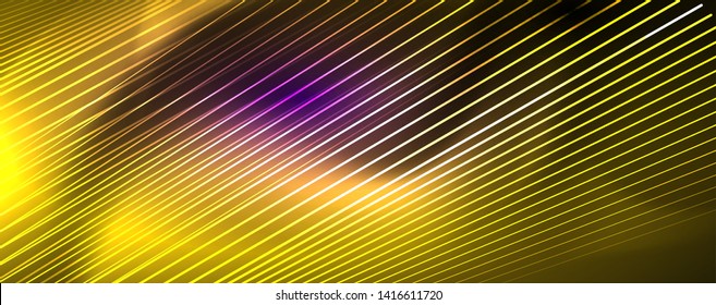 Color light with lines, outer space background, bright rays, vector template