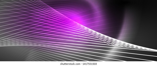 Color light with lines, outer space background, bright rays, vector template