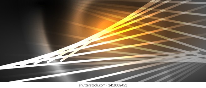 Color light with lines, outer space background, bright rays, vector template