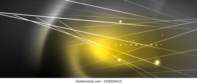 Color light with lines, outer space background, bright rays, vector template