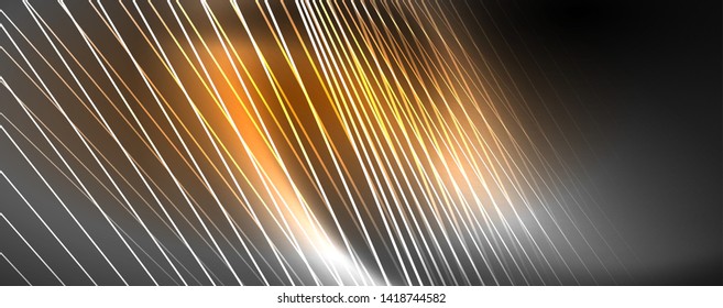 Color light with lines, outer space background, bright rays, vector template