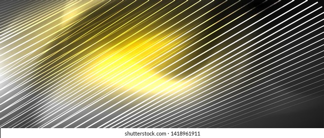 Color light with lines, outer space background, bright rays, vector template
