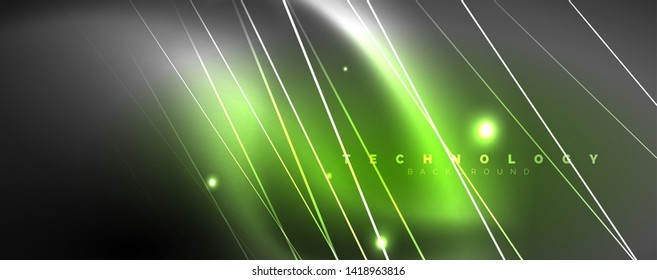 Luz de color con líneas, fondo del espacio exterior, rayos brillantes, plantilla vectorial