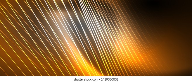 Color light with lines, outer space background, bright rays, vector template