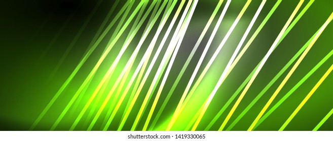 Color light with lines, outer space background, bright rays, vector template