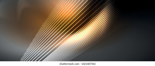 Color light with lines, outer space background, bright rays, vector template