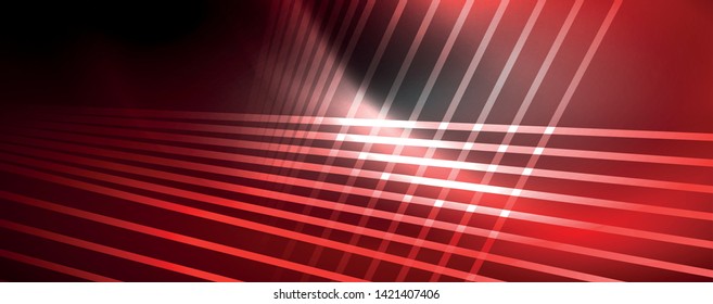 Luz de color con líneas, fondo del espacio exterior, rayos brillantes, plantilla vectorial