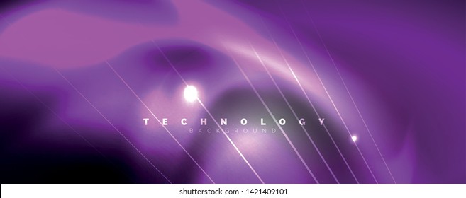 Color light with lines, outer space background, bright rays, vector template