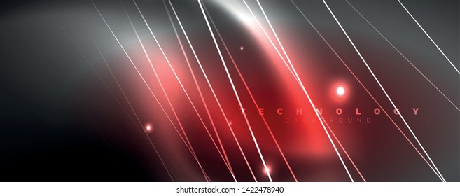 Luz de color con líneas, fondo del espacio exterior, rayos brillantes, plantilla vectorial