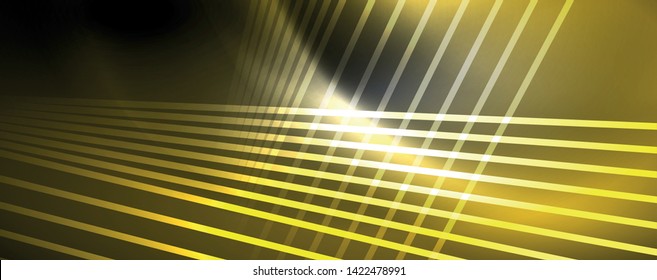 Color light with lines, outer space background, bright rays, vector template