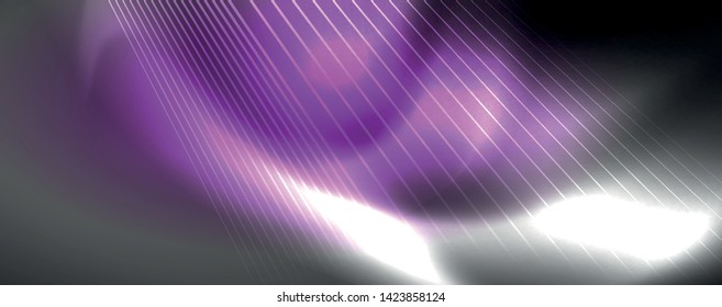 Color light with lines, outer space background, bright rays, vector template