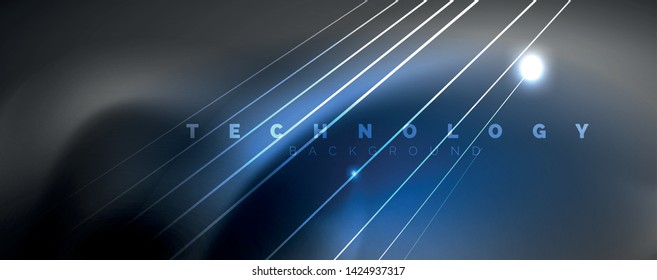 Luz de color con líneas, fondo del espacio exterior, rayos brillantes, plantilla vectorial