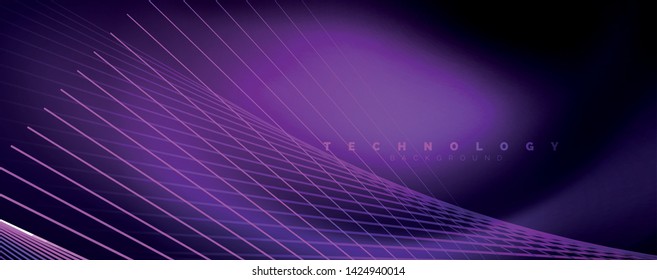 Color light with lines, outer space background, bright rays, vector template