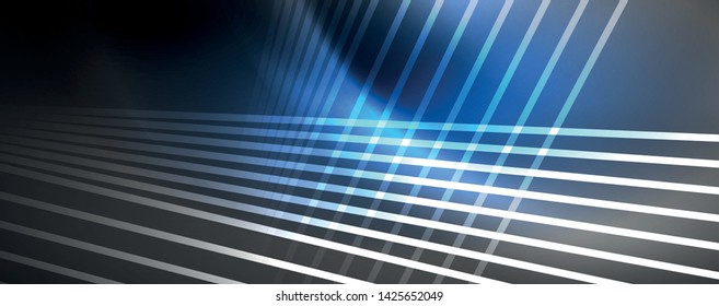 Color light with lines, outer space background, bright rays, vector template