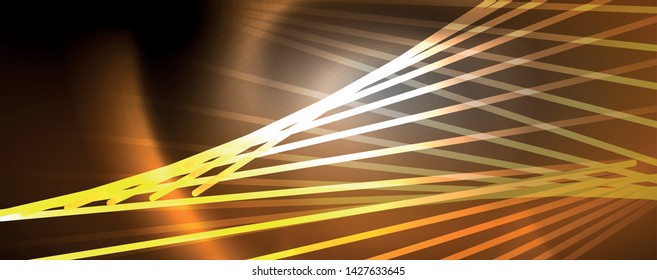 Color light with lines, outer space background, bright rays, vector template
