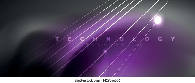 Luz de color con líneas, fondo del espacio exterior, rayos brillantes, plantilla vectorial