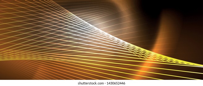 Color light with lines, outer space background, bright rays, vector template