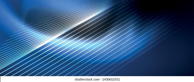 Luz de color con líneas, fondo del espacio exterior, rayos brillantes, plantilla vectorial