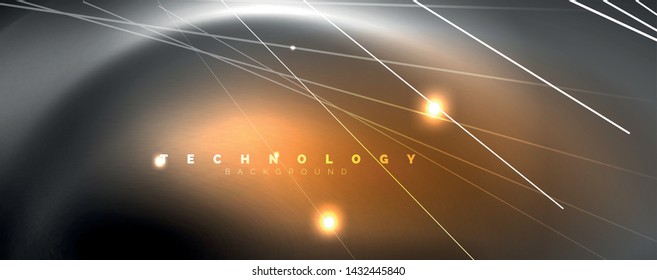Color light with lines, outer space background, bright rays, vector template