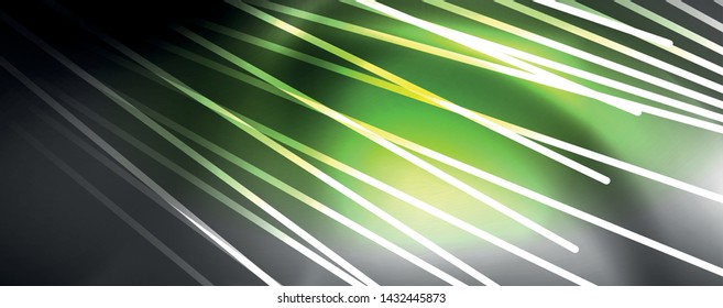 Luz de color con líneas, fondo del espacio exterior, rayos brillantes, plantilla vectorial