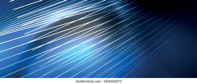 Color light with lines, outer space background, bright rays, vector template