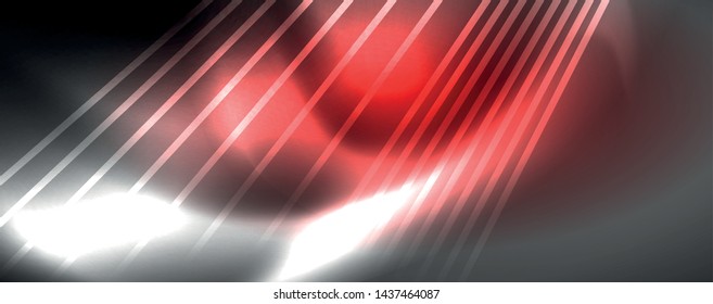 Color light with lines, outer space background, bright rays, vector template