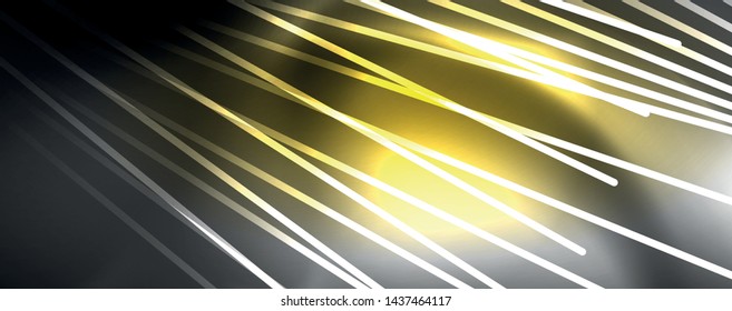Luz de color con líneas, fondo del espacio exterior, rayos brillantes, plantilla vectorial