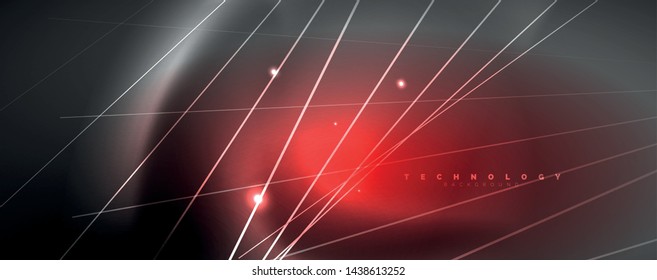 Color light with lines, outer space background, bright rays, vector template