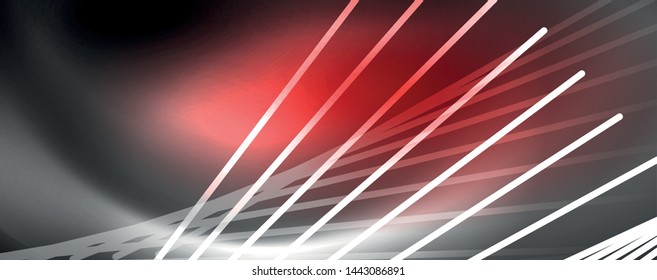 Color light with lines, outer space background, bright rays, vector template