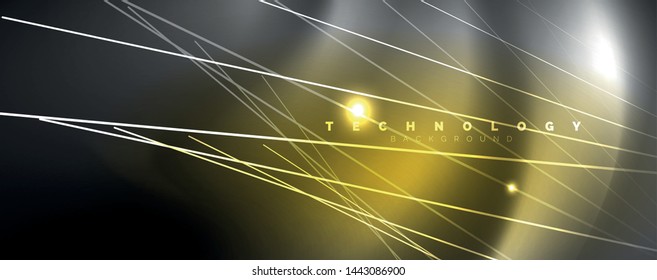Color light with lines, outer space background, bright rays, vector template