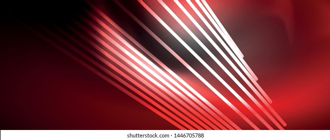 Color light with lines, outer space background, bright rays, vector template