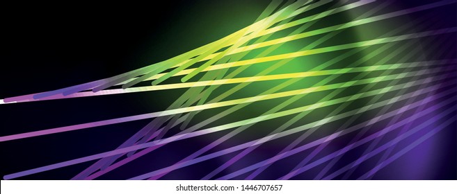 Color light with lines, outer space background, bright rays, vector template