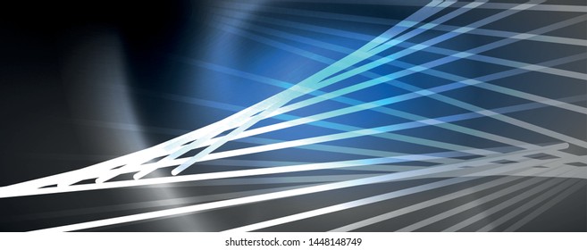 Color light with lines, outer space background, bright rays, vector template