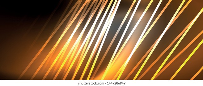 Color light with lines, outer space background, bright rays, vector template
