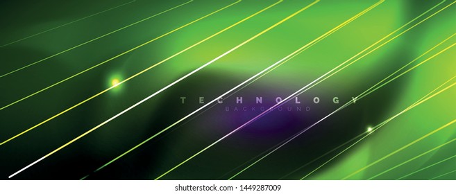 Farblicht mit Linien, Hintergrund im Weltraum, helle Strahlen, Vektorgrafik-Vorlage