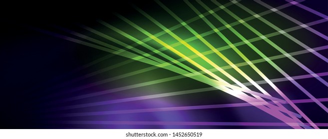 Luz de color con líneas, fondo del espacio exterior, rayos brillantes, plantilla vectorial