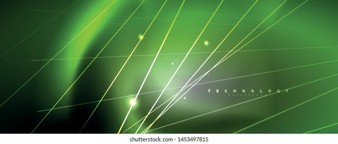 Luz de cor com linhas, fundo do espaço exterior, raios brilhantes, modelo vetorial