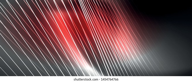 Color light with lines, outer space background, bright rays, vector template