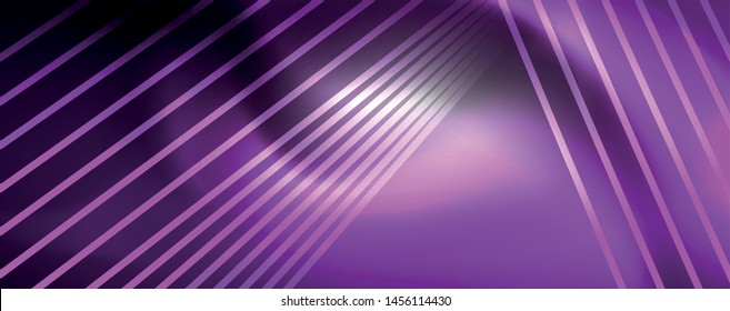Color light with lines, outer space background, bright rays, vector template