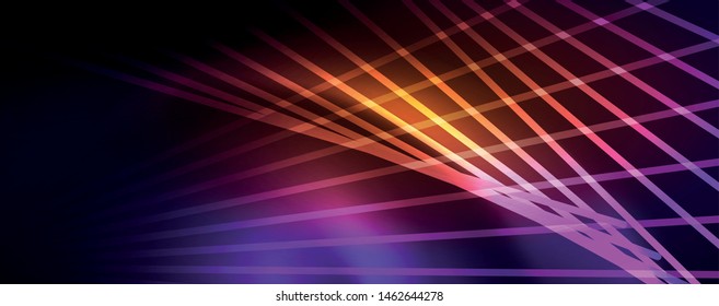Luz de color con líneas, fondo del espacio exterior, rayos brillantes, plantilla vectorial