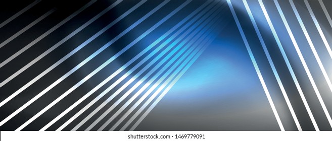 Color light with lines, outer space background, bright rays, vector template