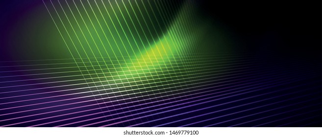 Color light with lines, outer space background, bright rays, vector template