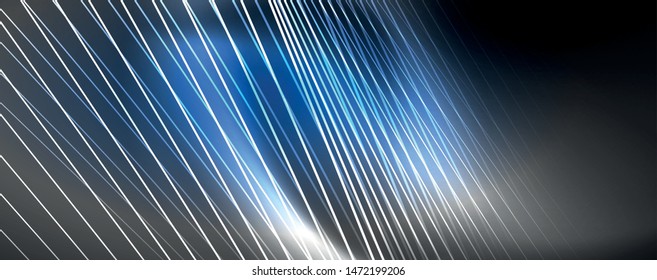 Color light with lines, outer space background, bright rays, vector template