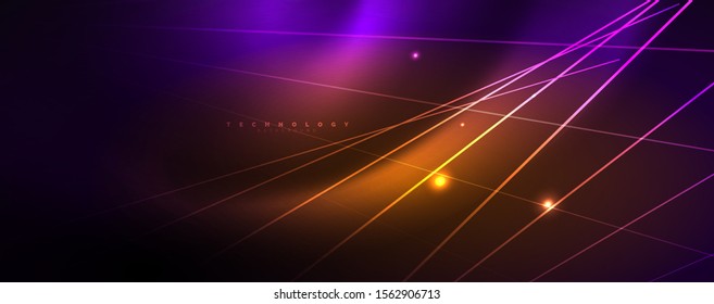 Farblicht mit Linien, Hintergrund im Weltraum, helle Strahlen, Vektorgrafik-Vorlage
