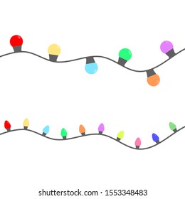 color light with string for special holiday celebration decoration design isolated on white background. vector illustration 