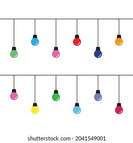 Color light with string for special holiday celebration decoration. vector illustration
