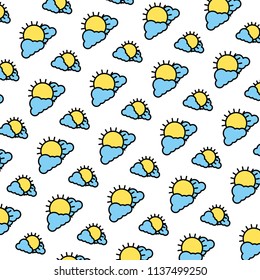 color light sun with fluffy clouds background